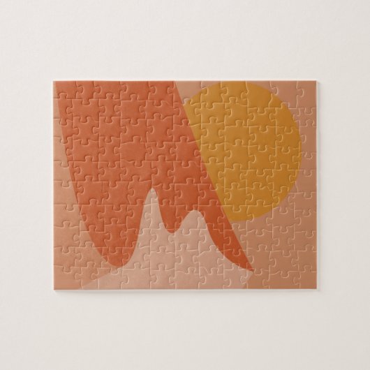 抽象芸術デザートマウンテンランドスケープイラストレーション ジグソーパズル (横)