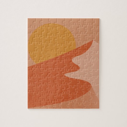 抽象芸術デザートマウンテンランドスケープイラストレーション ジグソーパズル (縦)