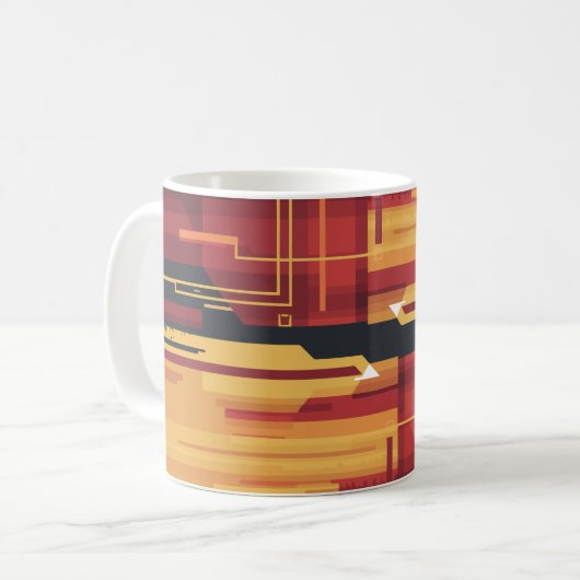 抽象芸術デジタルアートワーク（赤と黄色の色調） コーヒーマグカップ (正面左)