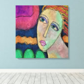 抽象芸術デジタルポートレートの女性 キャンバスプリント (インサイチュ (ウッドフロア))