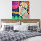 抽象芸術デジタルポートレートの女性 キャンバスプリント (インサイチュ (寝室))