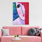 抽象芸術デジタルポートレートの赤毛女性 キャンバスプリント (インサイチュ (リビング))