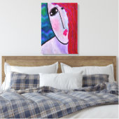 抽象芸術デジタルポートレートの赤毛女性 キャンバスプリント (インサイチュ (寝室))