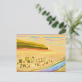 抽象芸術デジタル砂漠ランドスケープ絵葉書 ポストカード (スタンド正面)