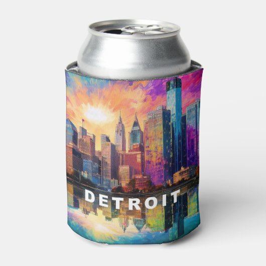 抽象芸術デトロイトスカイライン 缶クーラー (缶正面)