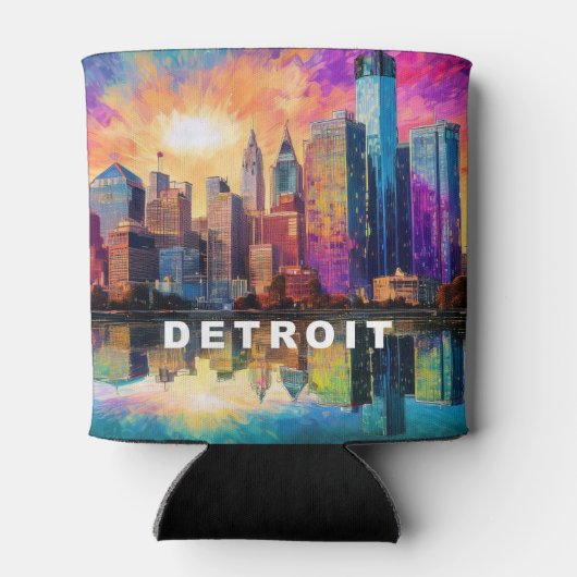 抽象芸術デトロイトスカイライン 缶クーラー (裏面)
