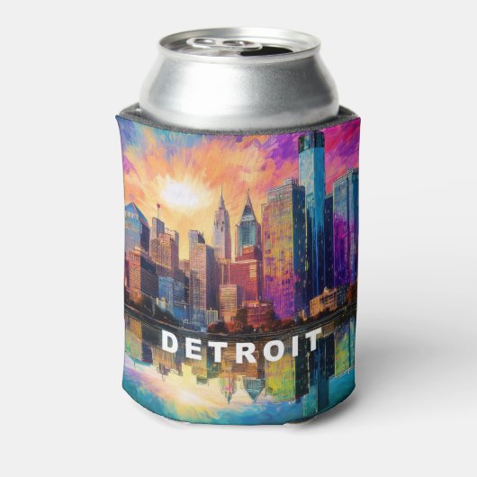 抽象芸術デトロイトスカイライン 缶クーラー (缶裏面)