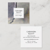 抽象芸術デニムブルー&金ゴールドアルコールインクリキッドアート スクエア名刺 (正面/裏面)