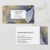 抽象芸術デニムブルー&金ゴールドアルコールインクリキッドアート 名刺 (正面/裏面)