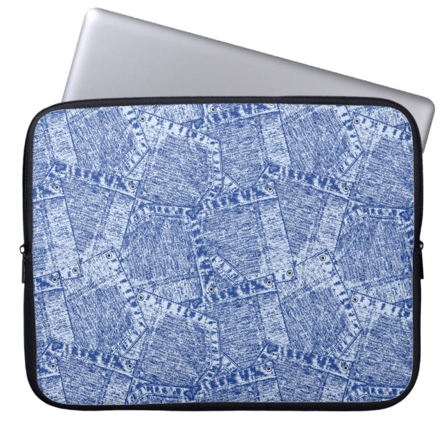 抽象芸術デニムポケット継ぎ目のないパターン ラップトップスリーブ (正面)