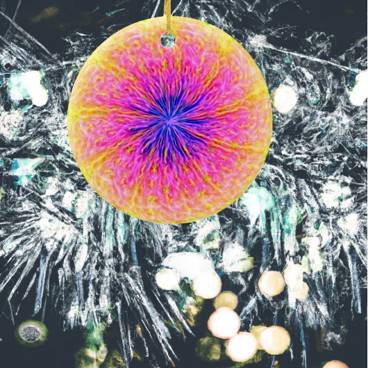 抽象芸術デライトピンクとオレンジ セラミックオーナメント