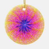 抽象芸術デライトピンクとオレンジ セラミックオーナメント (正面)