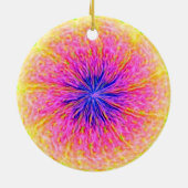 抽象芸術デライトピンクとオレンジ セラミックオーナメント (裏面)