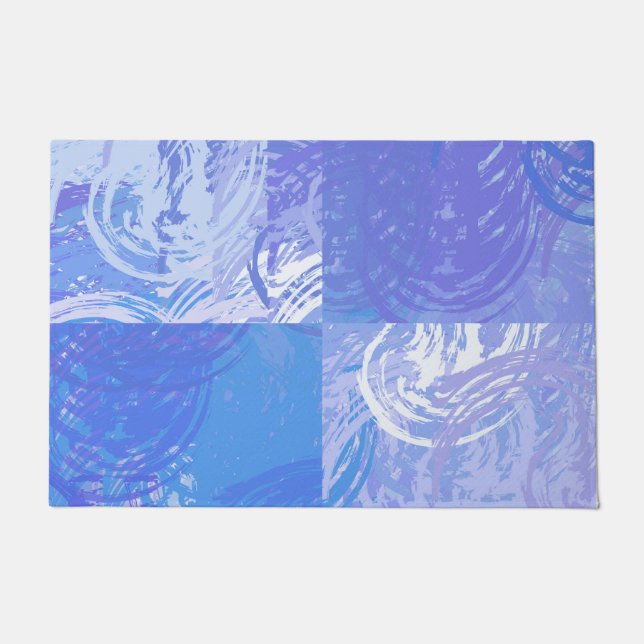 抽象芸術トスターコイズと紫 ドアマット (正面)