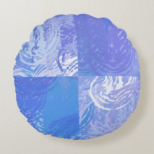抽象芸術トスターコイズと紫 ラウンドクッション (正面)