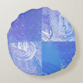 抽象芸術トスターコイズと紫 ラウンドクッション (裏面)
