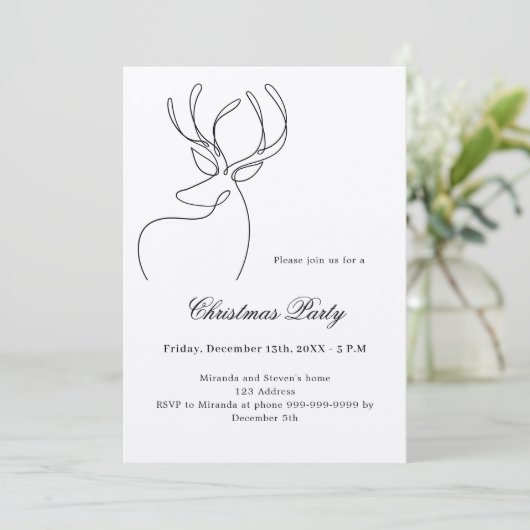 抽象芸術トナカイのクラフトベージュのクリスマスパーティー 招待状 (スタンド正面)