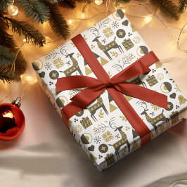 抽象芸術トナカイモダン幾何 ラッピングペーパー