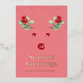 抽象芸術トナカイ冬ベリークリ企業のスマス 箔シーズンカード