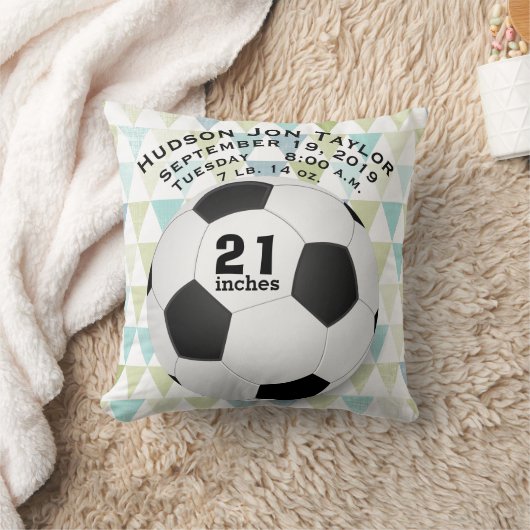 抽象芸術トライアングルサッカーボールボーイズ誕生記録 クッション (ブランケット)