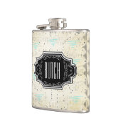 抽象芸術トライアングルブラックとタンヒップスターパターン フラスク (左)