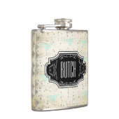 抽象芸術トライアングルブラックとタンヒップスターパターン フラスク (右)