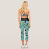 抽象芸術トライバルマヤ古代顔パターン1 カプリレギンス (裏面)