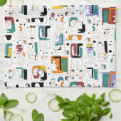 抽象芸術トライバルマヤ古代顔パターン1 キッチンタオル (折り畳み)