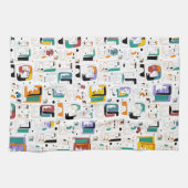 抽象芸術トライバルマヤ古代顔パターン1 キッチンタオル (横)