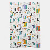 抽象芸術トライバルマヤ古代顔パターン1 キッチンタオル (縦)