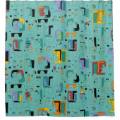 抽象芸術トライバルマヤ古代顔パターン1 シャワーカーテン (正面)