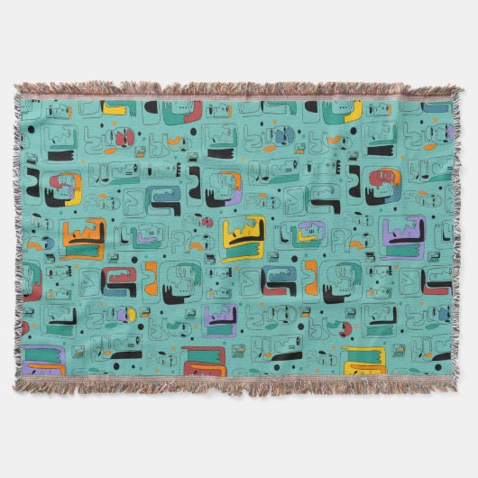 抽象芸術トライバルマヤ古代顔パターン1 スローブランケット (正面)