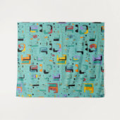 抽象芸術トライバルマヤ古代顔パターン1 タペストリー (正面(横))