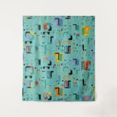 抽象芸術トライバルマヤ古代顔パターン1 タペストリー (正面)