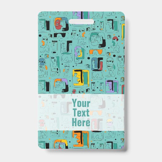 抽象芸術トライバルマヤ古代顔パターン1 バッジ (正面)