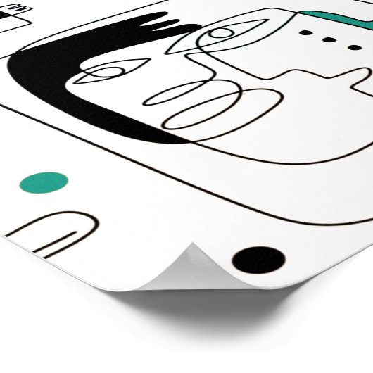 抽象芸術トライバルマヤ古代顔パターン1 ポスター (角)