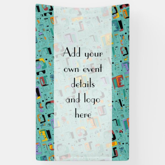 抽象芸術トライバルマヤ古代顔パターン1 横断幕 (縦)