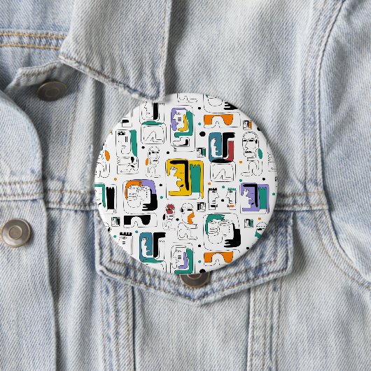 抽象芸術トライバルマヤ古代顔パターン1 缶バッジ (インサイチュ)