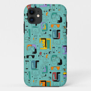 抽象芸術トライバルマヤ古代顔パターン1 iPhone 11 ケース