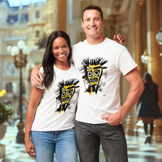 抽象芸術トライバル顔はっきりした – ブラック&イエローアーバン Tシャツ