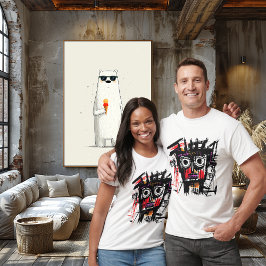 抽象芸術トライバル顔はっきりした – レッドパープルブラックアーバン Tシャツ