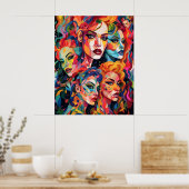 抽象芸術トランスジェンダー女性顔 ポスター (キッチン)