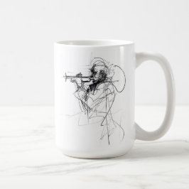 抽象芸術トランペットプレイヤースケッチ コーヒーマグカップ