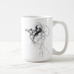抽象芸術トランペットプレイヤースケッチ コーヒーマグカップ
