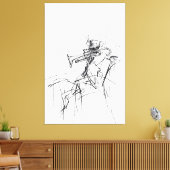抽象芸術トランペットプレイヤースケッチ – プレミアム キャンバスプリント (インサイチュ (リビング))