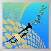 抽象芸術トランペット音楽フォイルプリント 箔ポスター (正面)