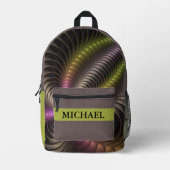 抽象芸術トリップ（幻覚体験）のようなのカラフル3Dフラクタル美術名 プリントバックパック (正面)