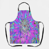 抽象芸術トリップ（幻覚体験）のようなアクア、ライムグリーンとパープルダリア エプロン (正面)