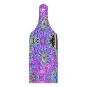 抽象芸術トリップ（幻覚体験）のようなアクア、ライムグリーンとパープルダリア カッティングボード (正面)