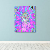 抽象芸術トリップ（幻覚体験）のようなアクア、ライムグリーンとパープルダリア キャンバスプリント (インサイチュ (ウッドフロア))